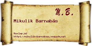 Mikulik Barnabás névjegykártya
